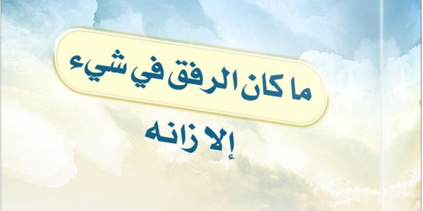 مَا كَانَ الرِّفْقُ فِي شَيْءٍ إِلَّا زَانَهُ